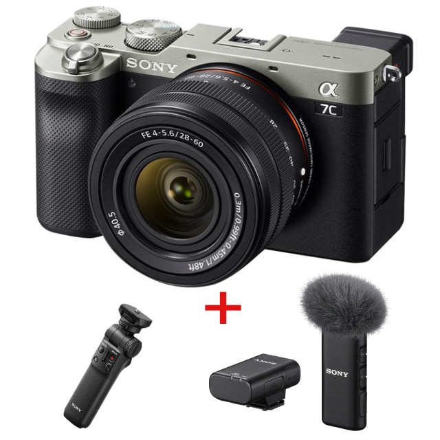 Sony A7C + FE 28-60mm f/4-5.6 Kit + kuvauskahva + langaton mikrofoni