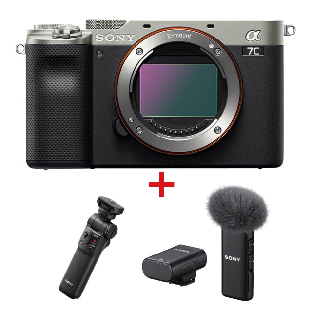 Sony A7C mikrojärjestelmäkamera + kuvauskahva + langaton mikrofoni