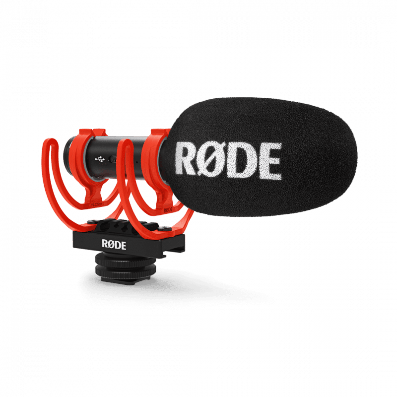 rode videomic go II side three quarter front with foamy 1080x1080 rgb